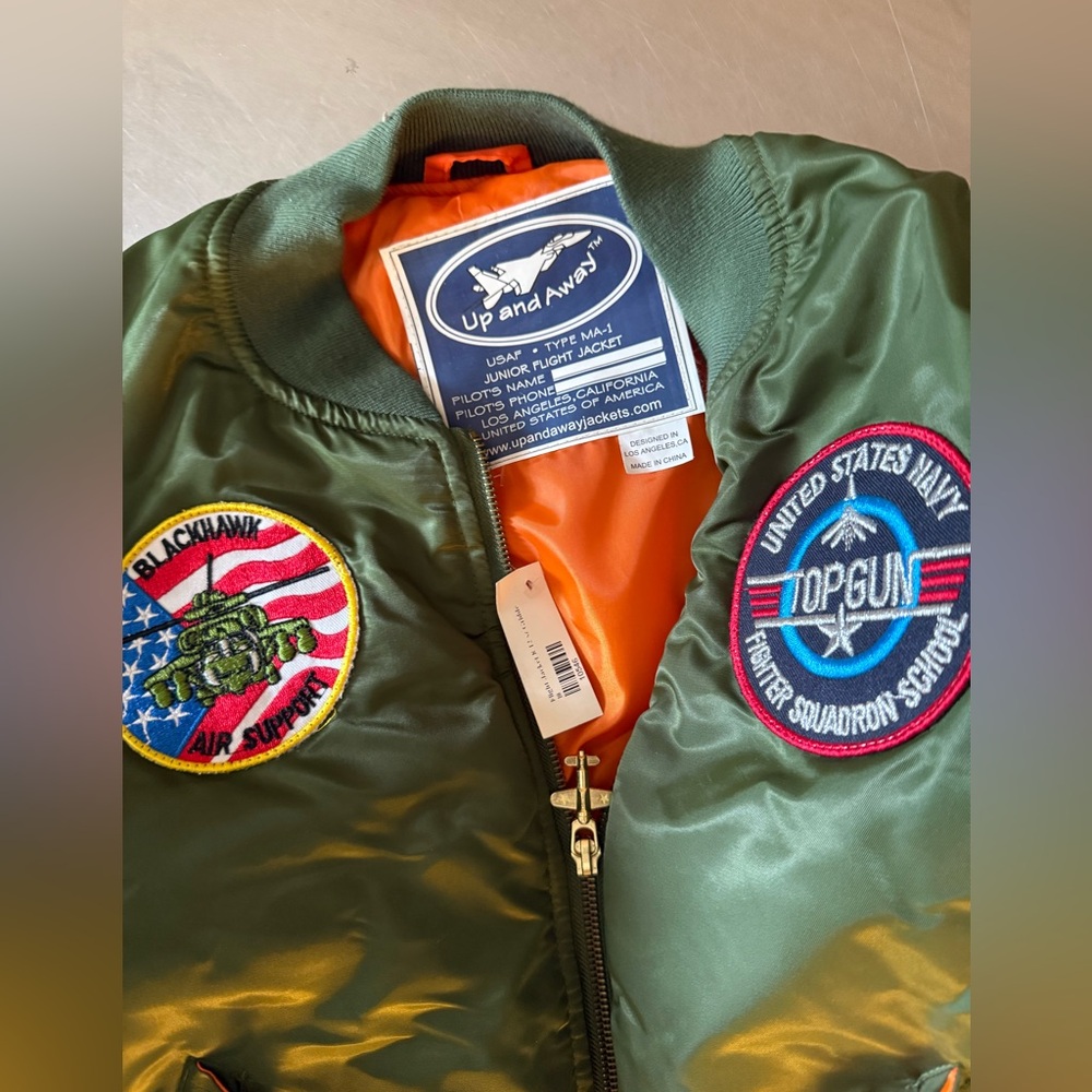 Green Bomber Jacket with Patches